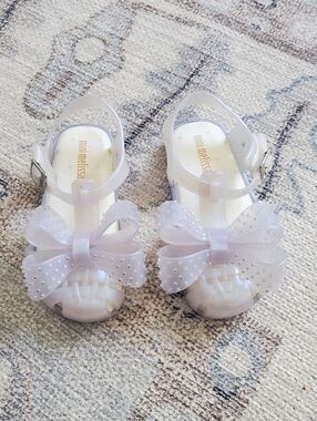 Mini Melissa Toddler Girls Irridescent Bow Sandals Shoes Sz7